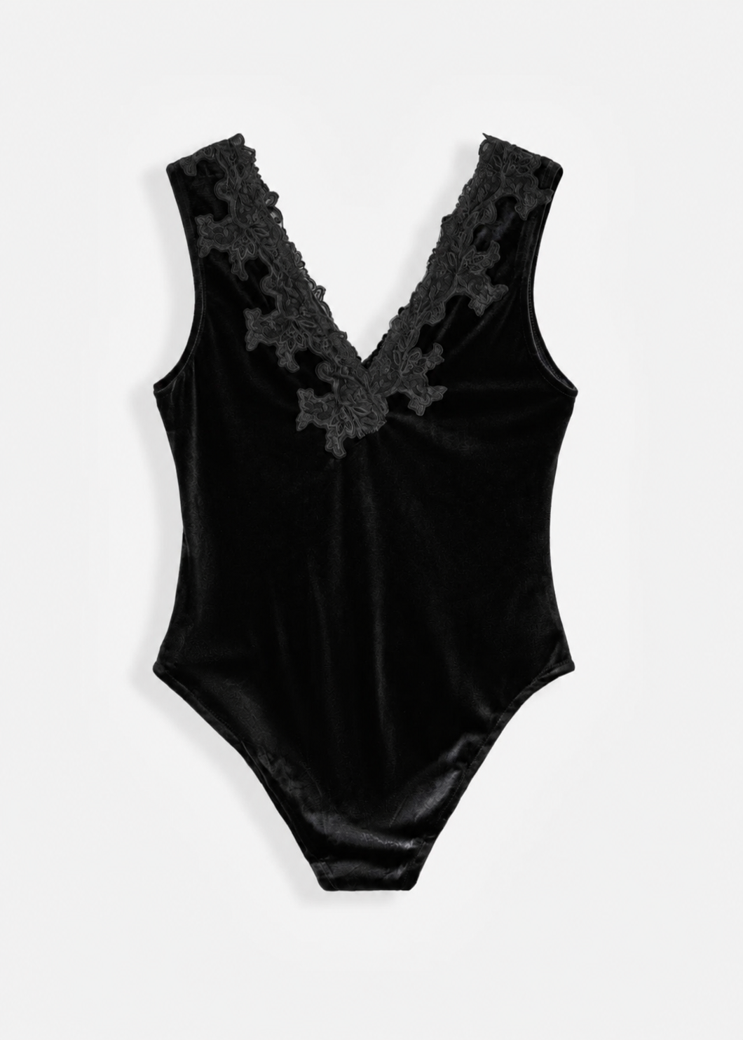 Body en velours et dentelle - noir