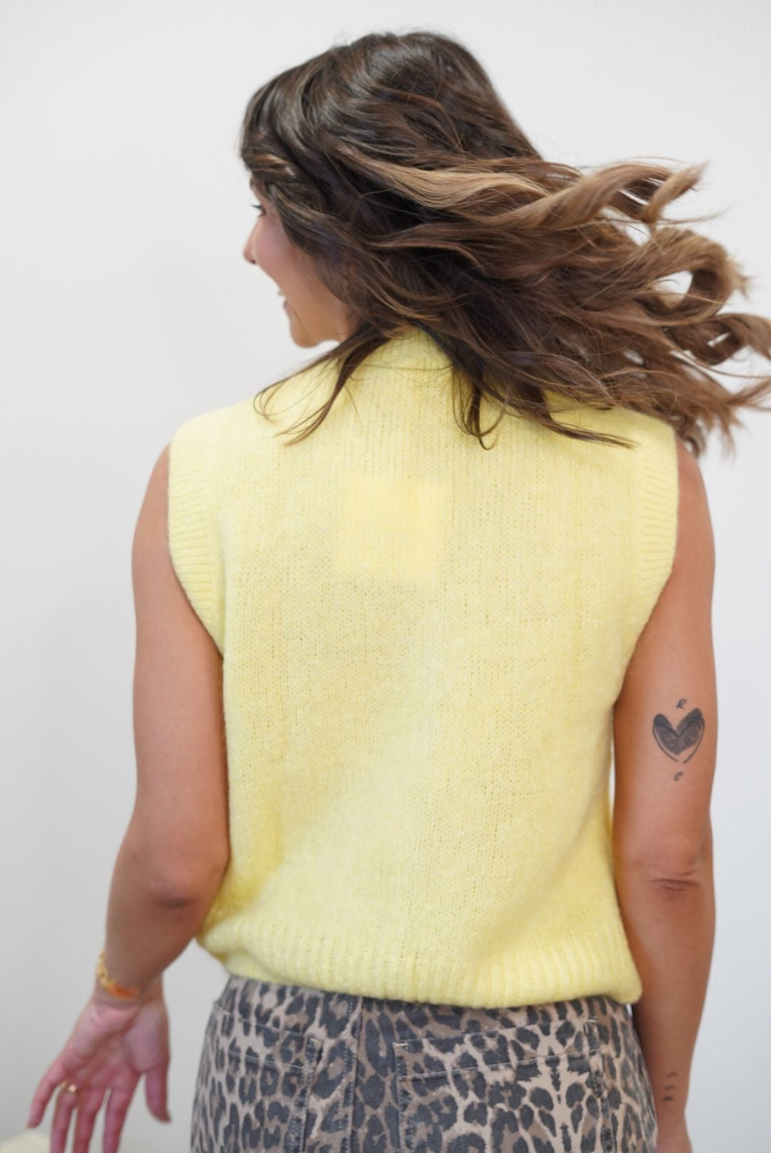 Gilet Mohair sans manches - Jaune - Jad'Or la Mode- La mode au service-de-la-féminité