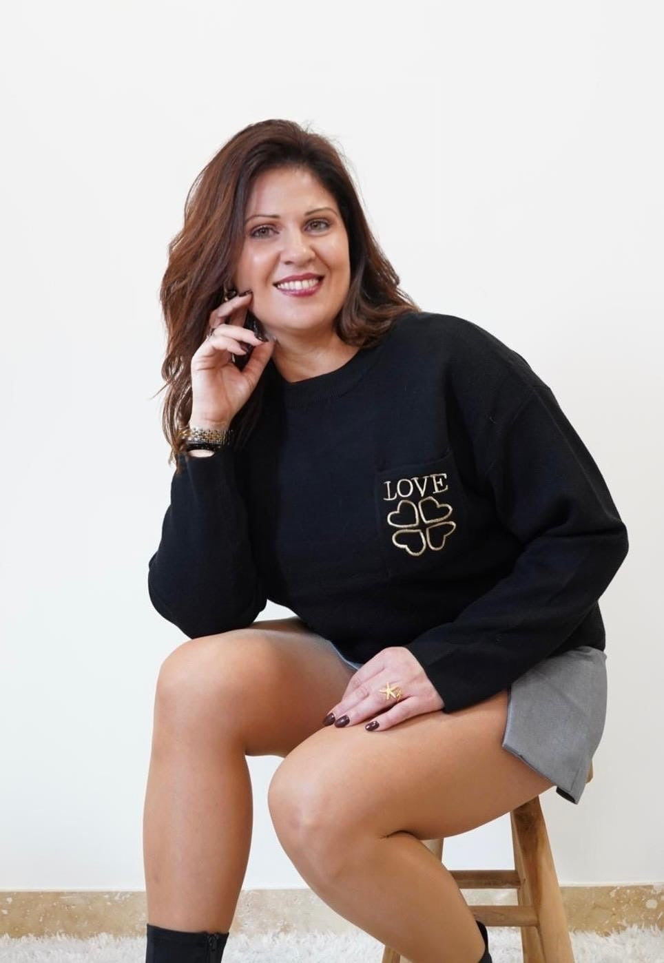 Pull en maille Love - Noir - Jad'Or la Mode- La mode au service-de-la-féminité