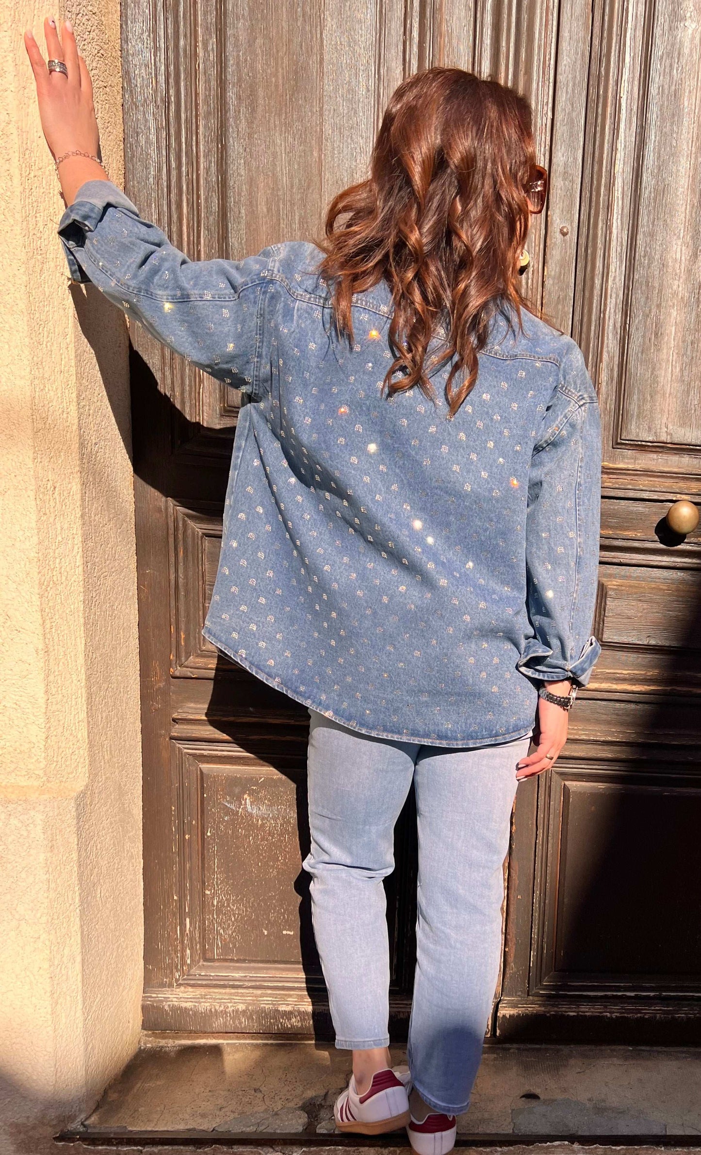 Veste Melissa en Denim et strass - Jad'Or la Mode- La mode au service-de-la-féminité