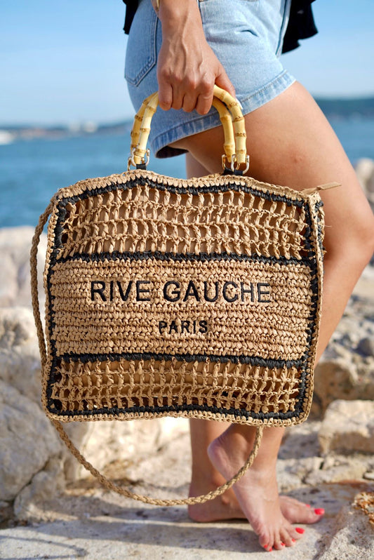 Sac en raphia tressé Rive Gauche - Anses bambou