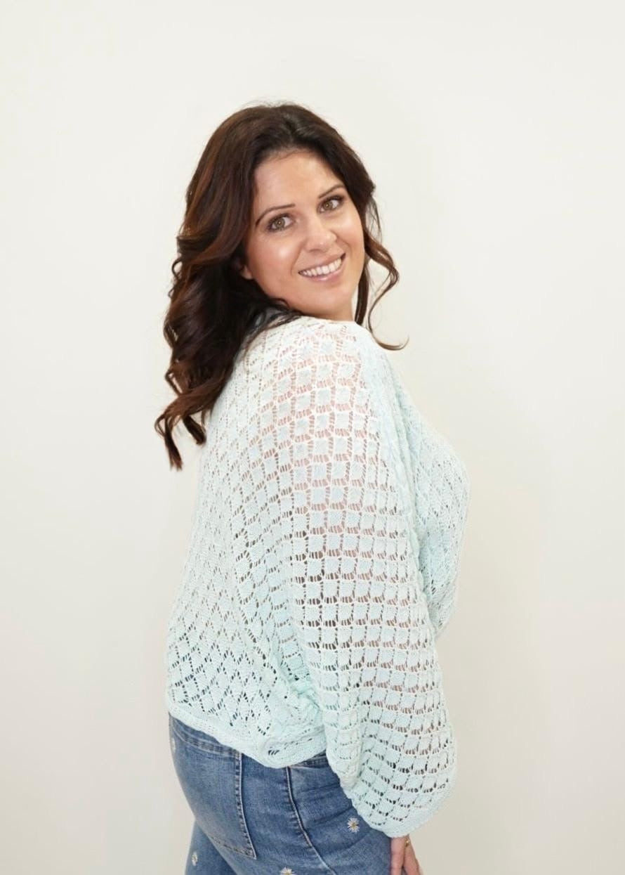 Pull Melissa Turquoise- Manches évasés - Jad'Or la Mode- La mode au service-de-la-féminité