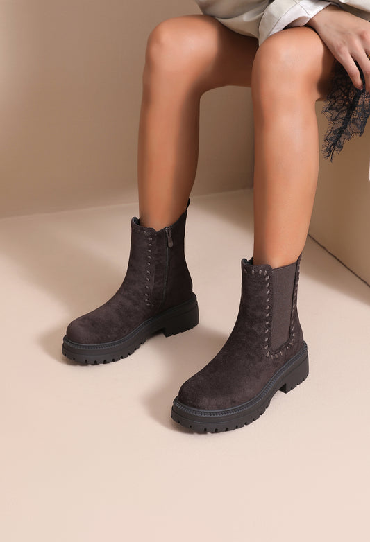 Bottines en suédine - couleur chocolat