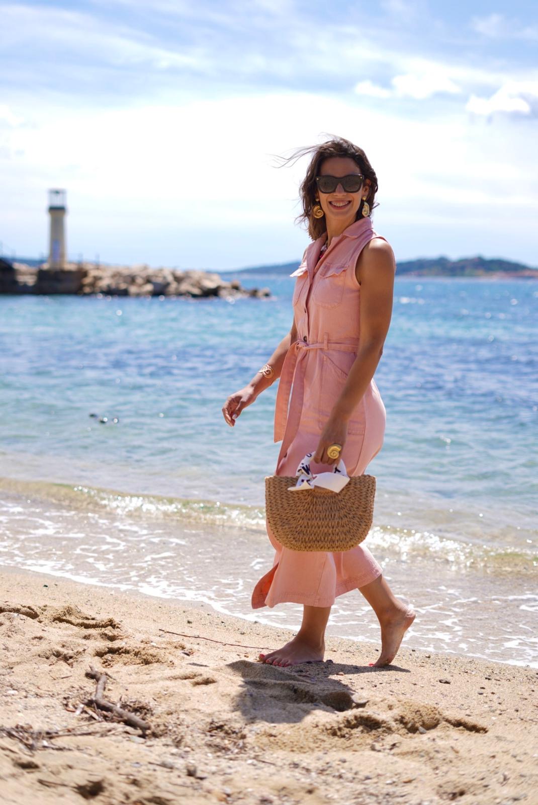 Robe longue boutonné, en denim rose, Ciminy - Casual & chic