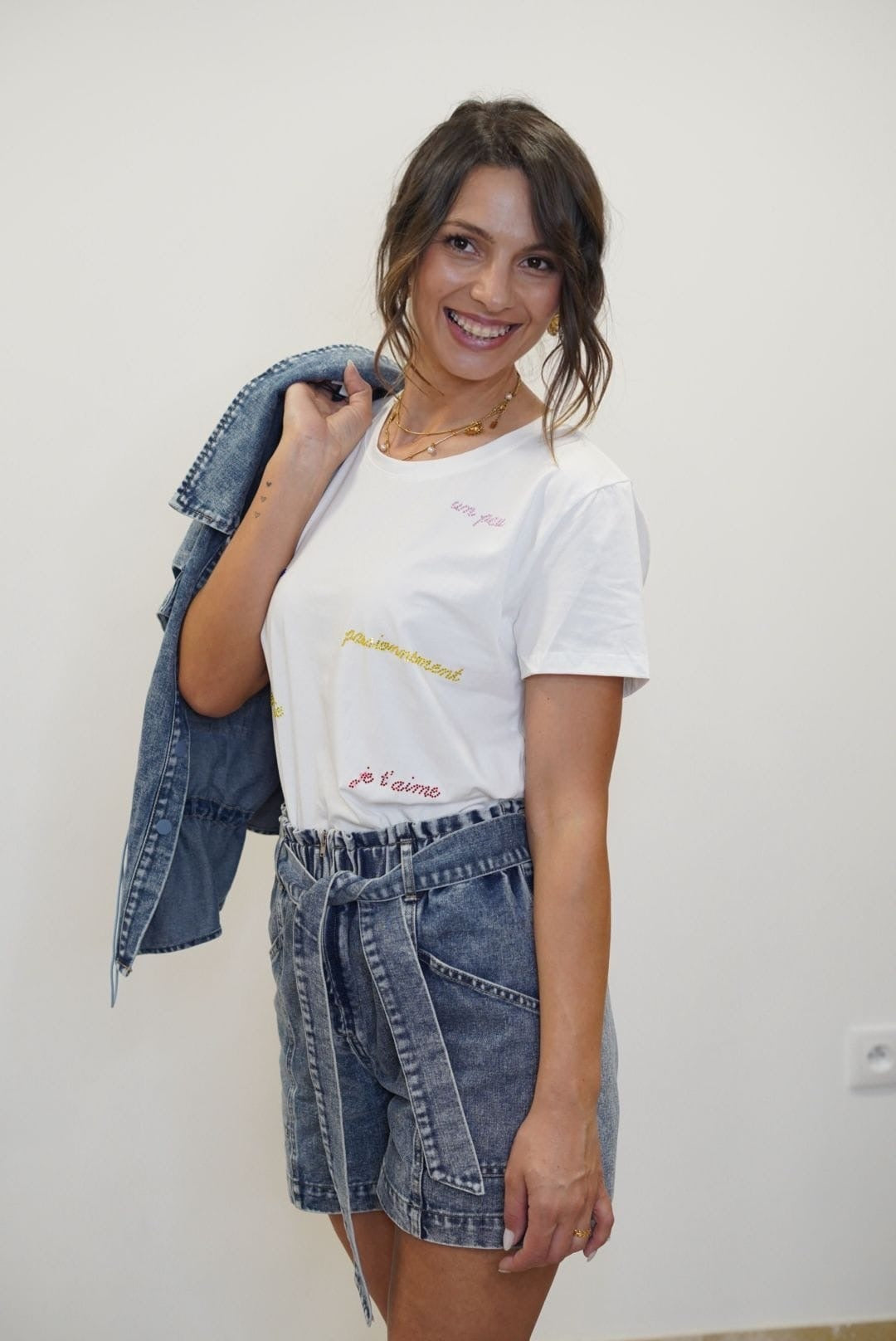 T-shirt manches courtes Je t’aime - blanc - Jad'Or la Mode- La mode au service-de-la-féminité