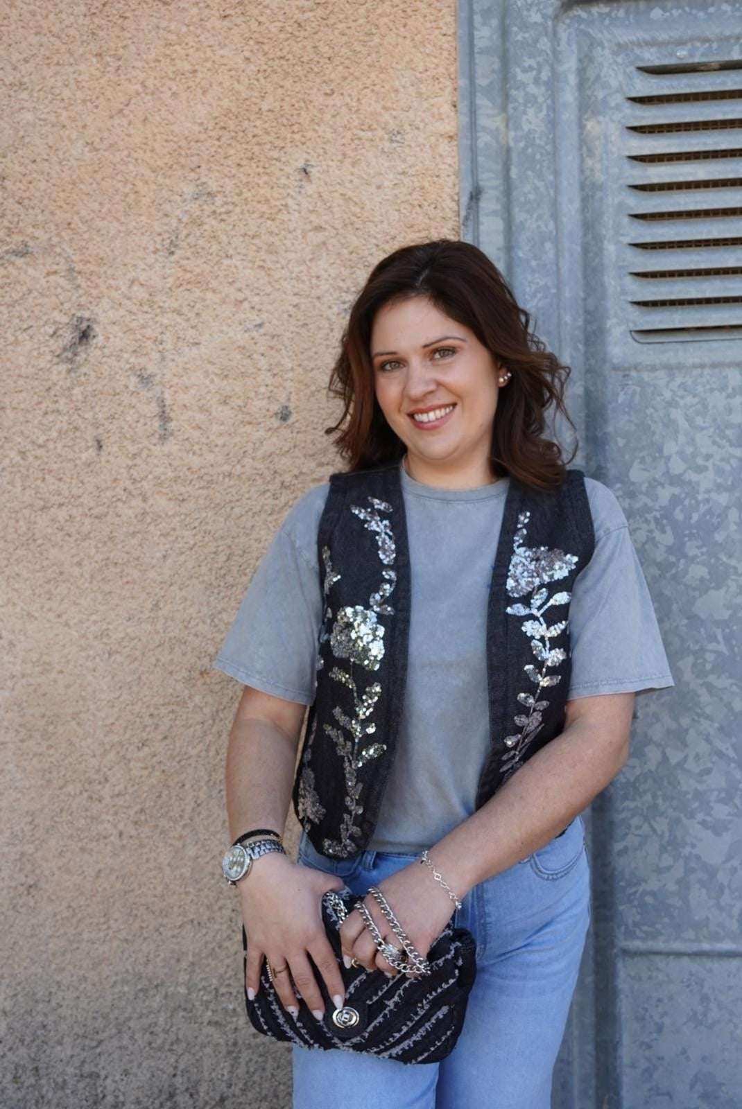 Gilet sans manches Denim - noir - Jad'Or la Mode- La mode au service-de-la-féminité