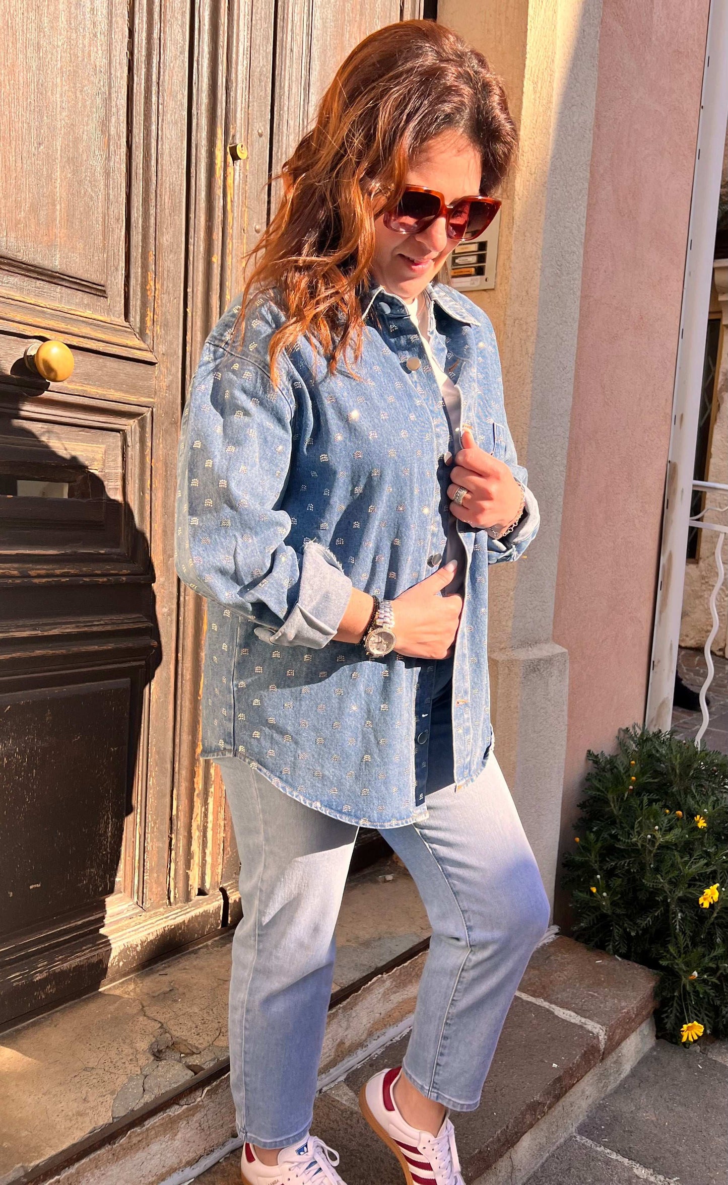 Veste Melissa en Denim et strass - Jad'Or la Mode- La mode au service-de-la-féminité