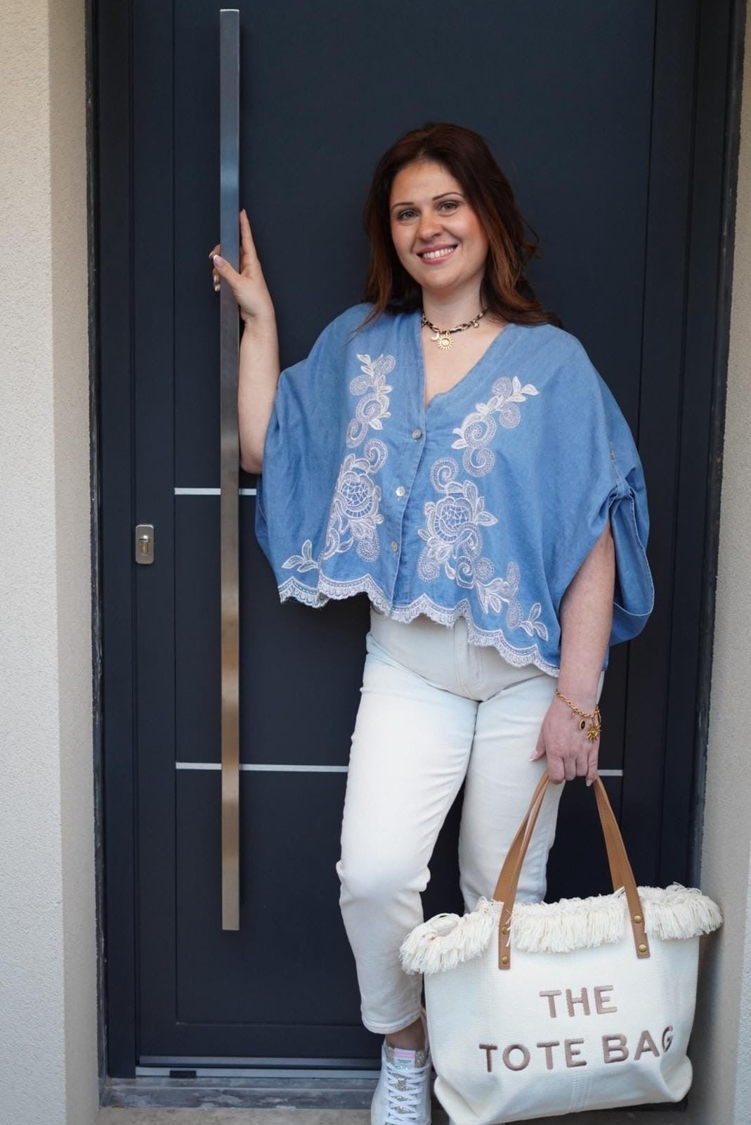 Chemise brodé en Denim Florine - Jad'Or la Mode- La mode au service-de-la-féminité