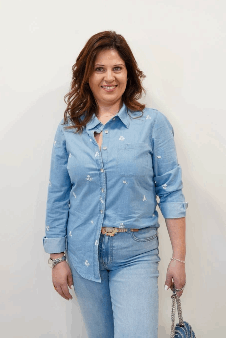 Chemise en Denim brodée fleurs - Jad'Or la Mode- La mode au service-de-la-féminité