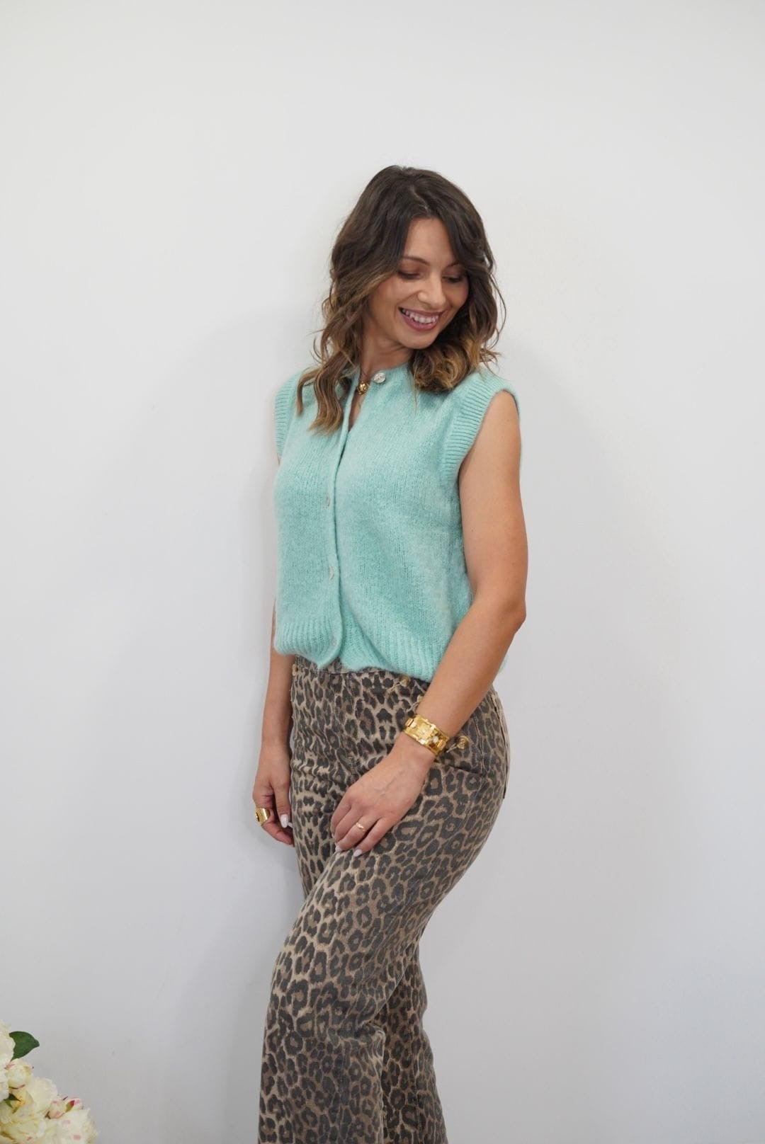 Gilet Mohair sans manches - Turquoise - Jad'Or la Mode- La mode au service-de-la-féminité