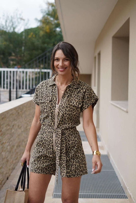 Combishort Léopard Zippée – Tendance & Féminine - Jad'Or la Mode- La mode au service-de-la-féminité