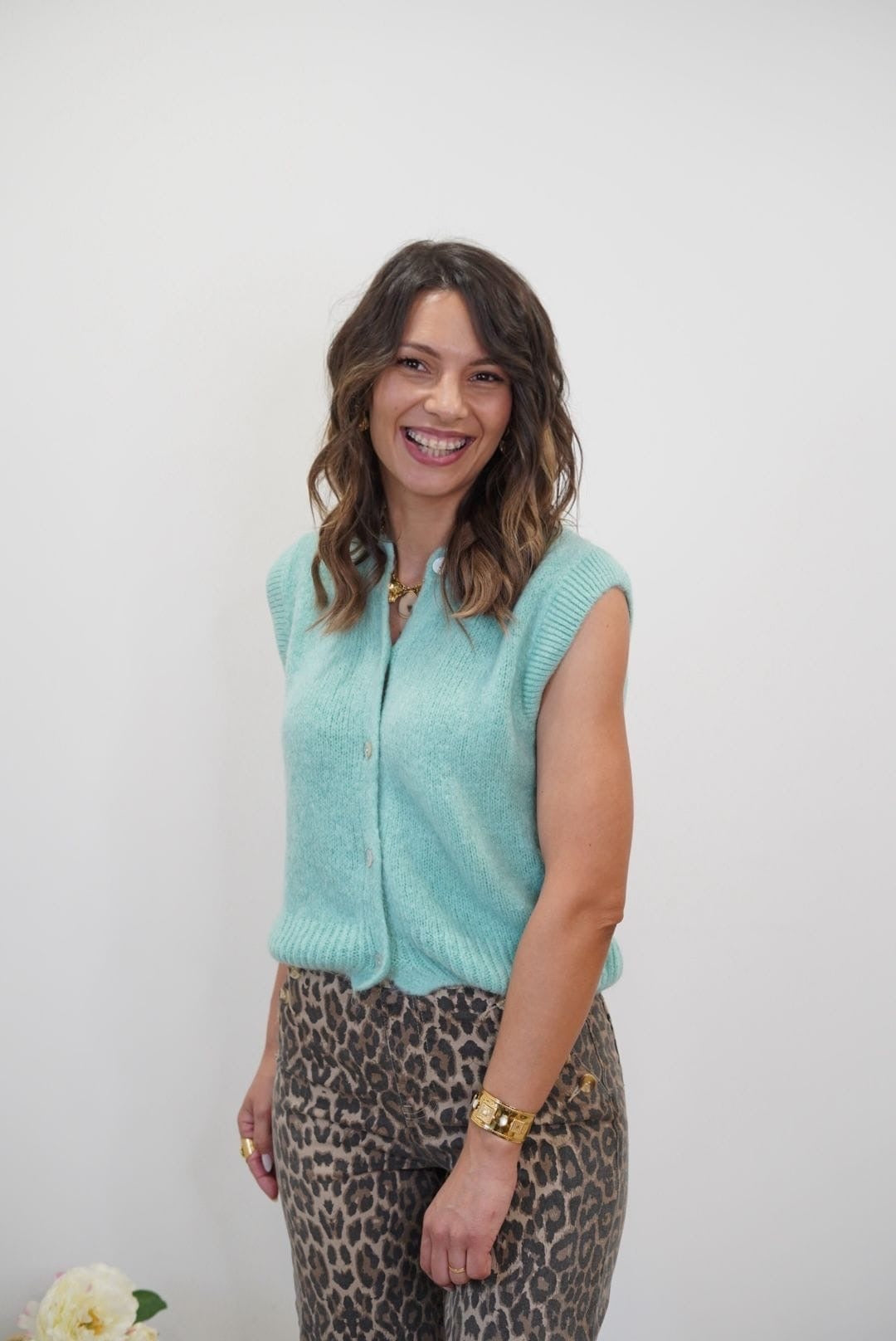 Gilet Mohair sans manches - Turquoise - Jad'Or la Mode- La mode au service-de-la-féminité