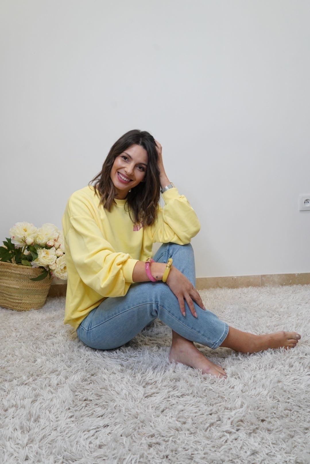 Sweat-Shirt Believe oversize, imprimé sur le dos - Jaune - Jad'Or la Mode- La mode au service-de-la-féminité