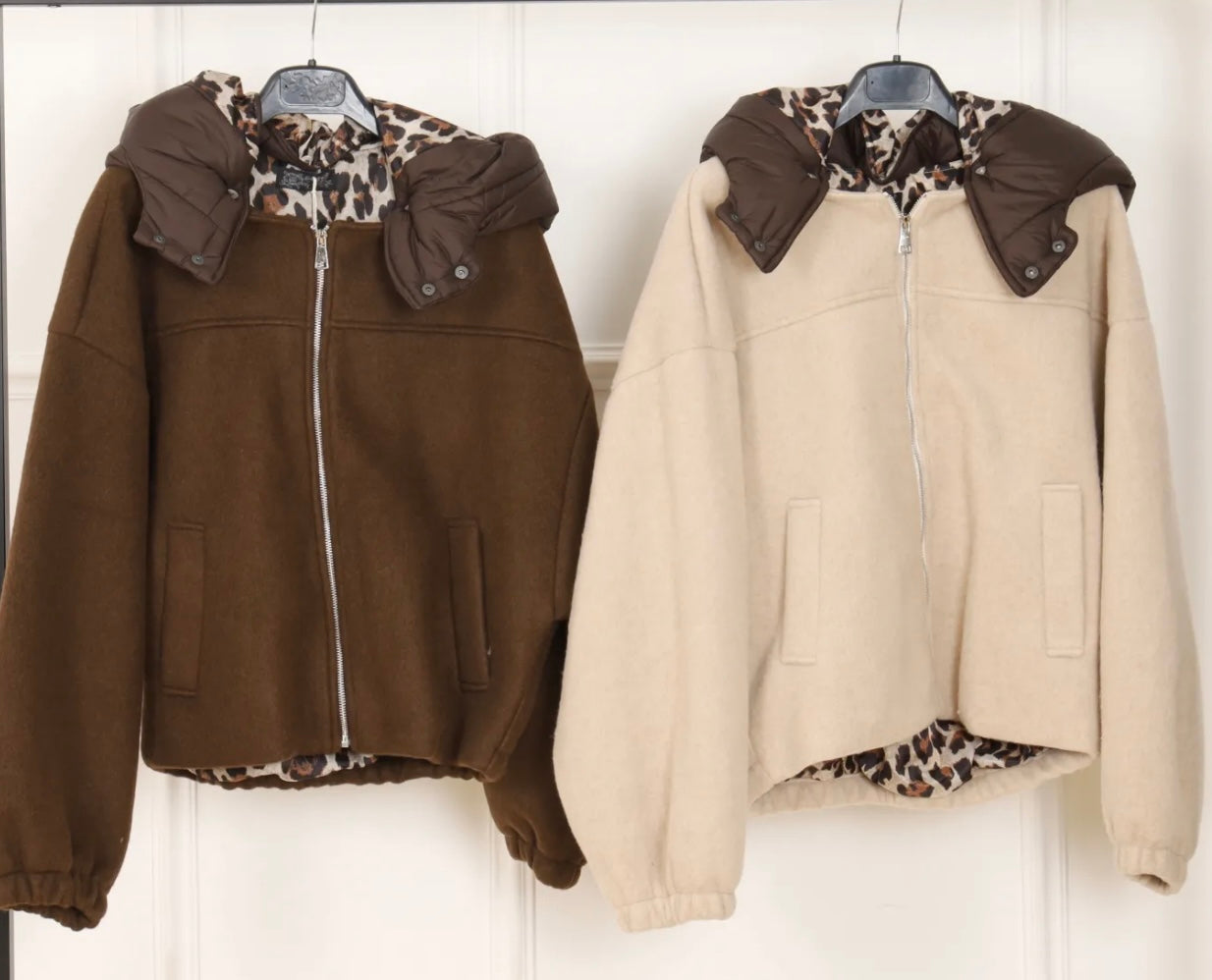 Veste / Blouson doux avec capuche amovible - beige/marron