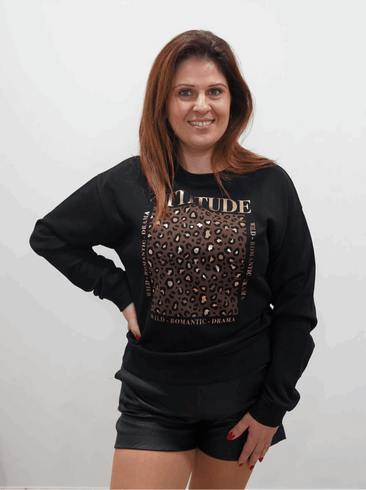 Sweat-shirt Atitude - Noir - Jad'Or la Mode- La mode au service-de-la-féminité
