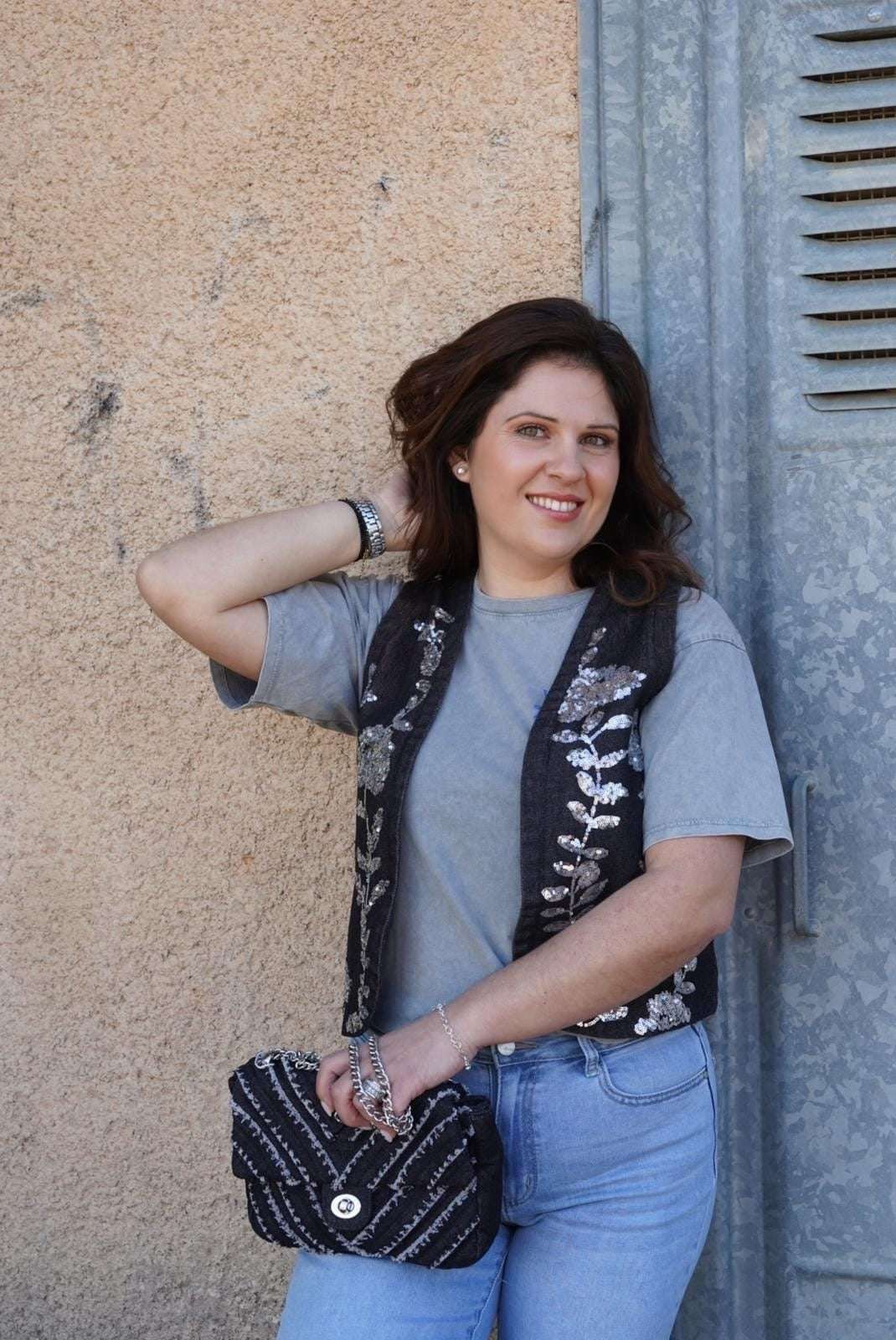 Gilet sans manches Denim - noir - Jad'Or la Mode- La mode au service-de-la-féminité
