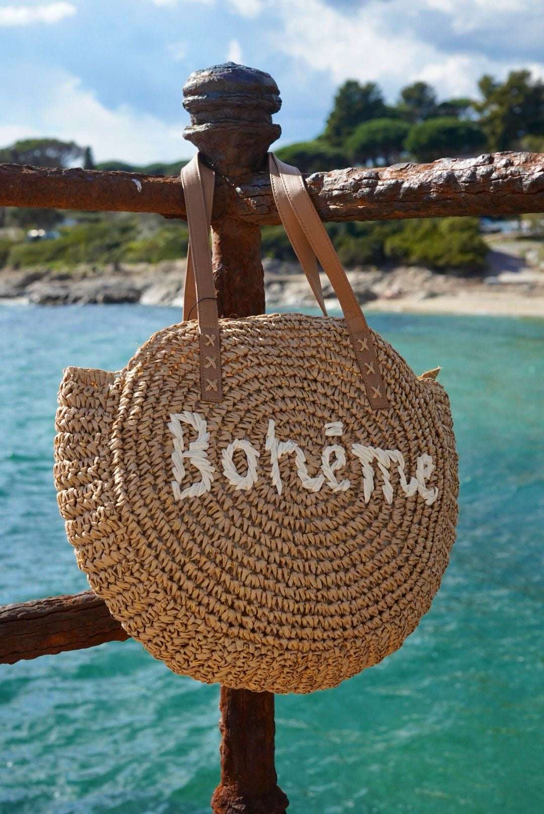 Sac d’été rond en ràfia, imprimé Bohème - Jad'Or la Mode- La mode au service-de-la-féminité