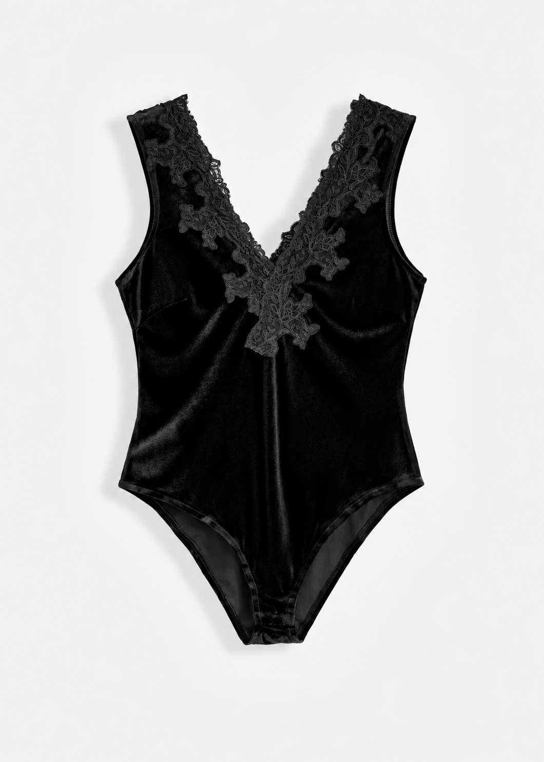 Body en velours et dentelle - noir