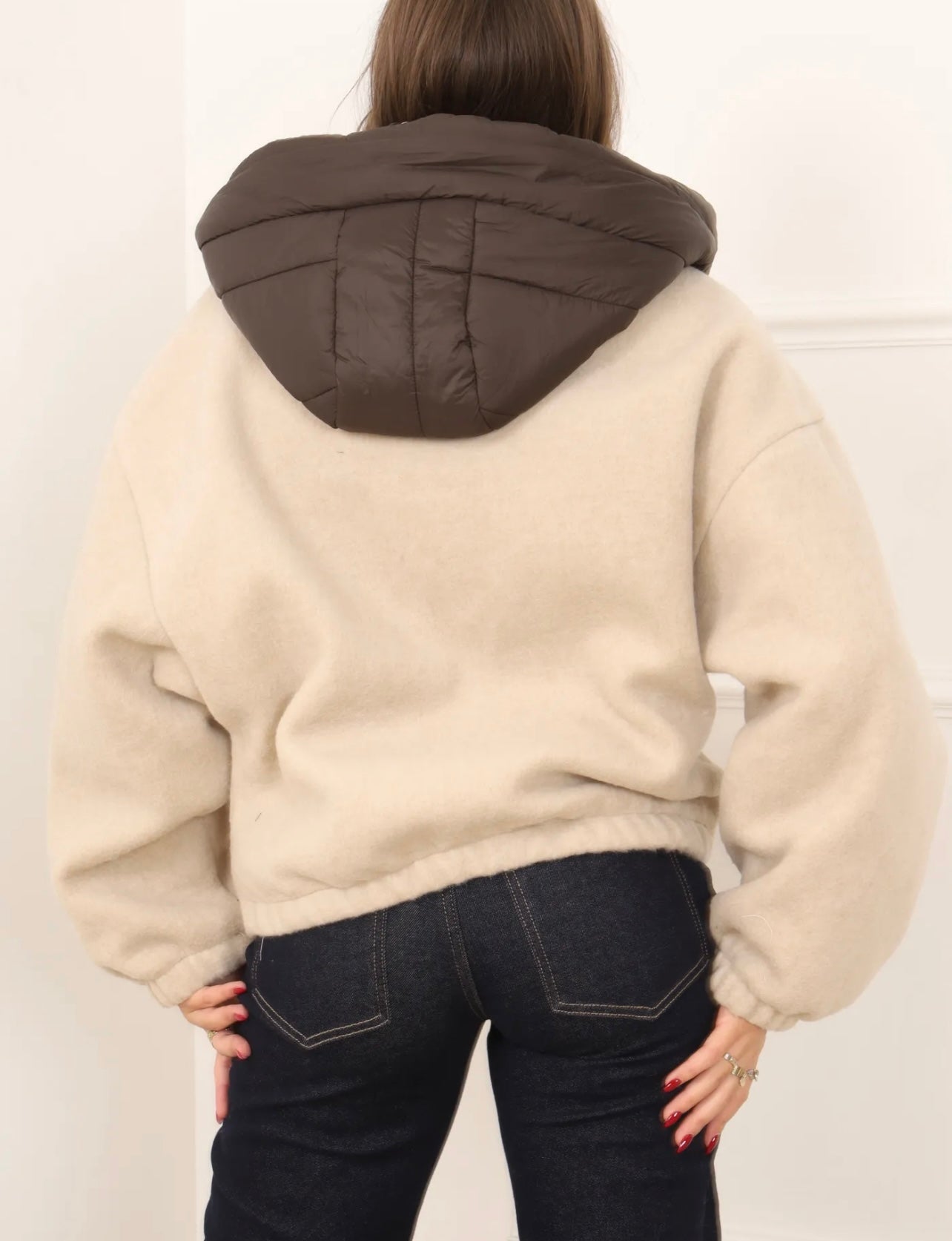 Veste / Blouson doux avec capuche amovible - beige/marron