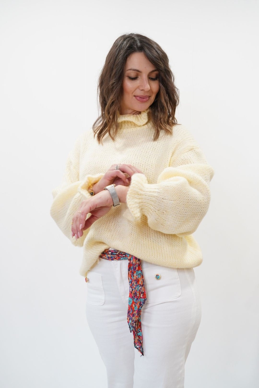 Pull Louna col à volants - Jaune