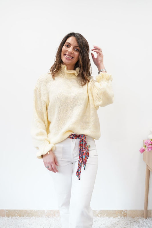 Pull Louna col à volants - Jaune