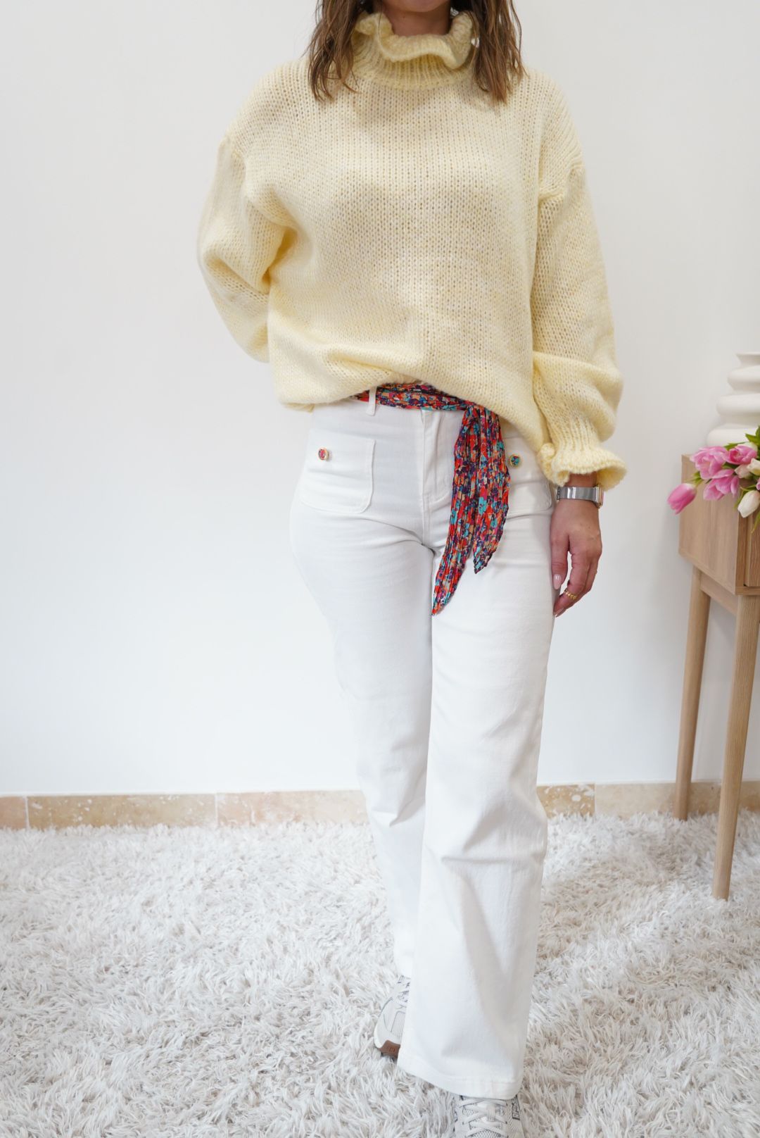 Jean Magui Wide Leg - blanc - Jad'Or la Mode- La mode au service-de-la-féminité