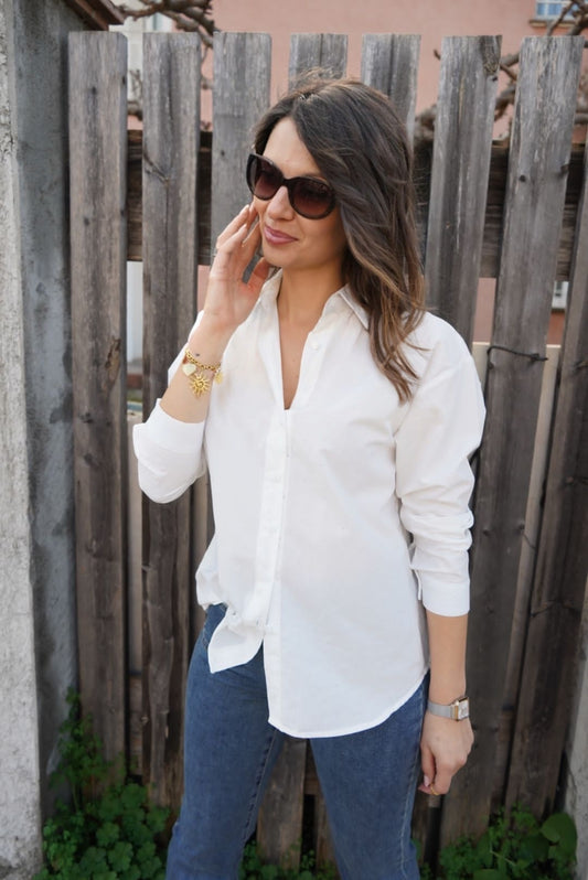 Chemise Ariane à strass - Blanche - Jad'Or la Mode- La mode au service-de-la-féminité
