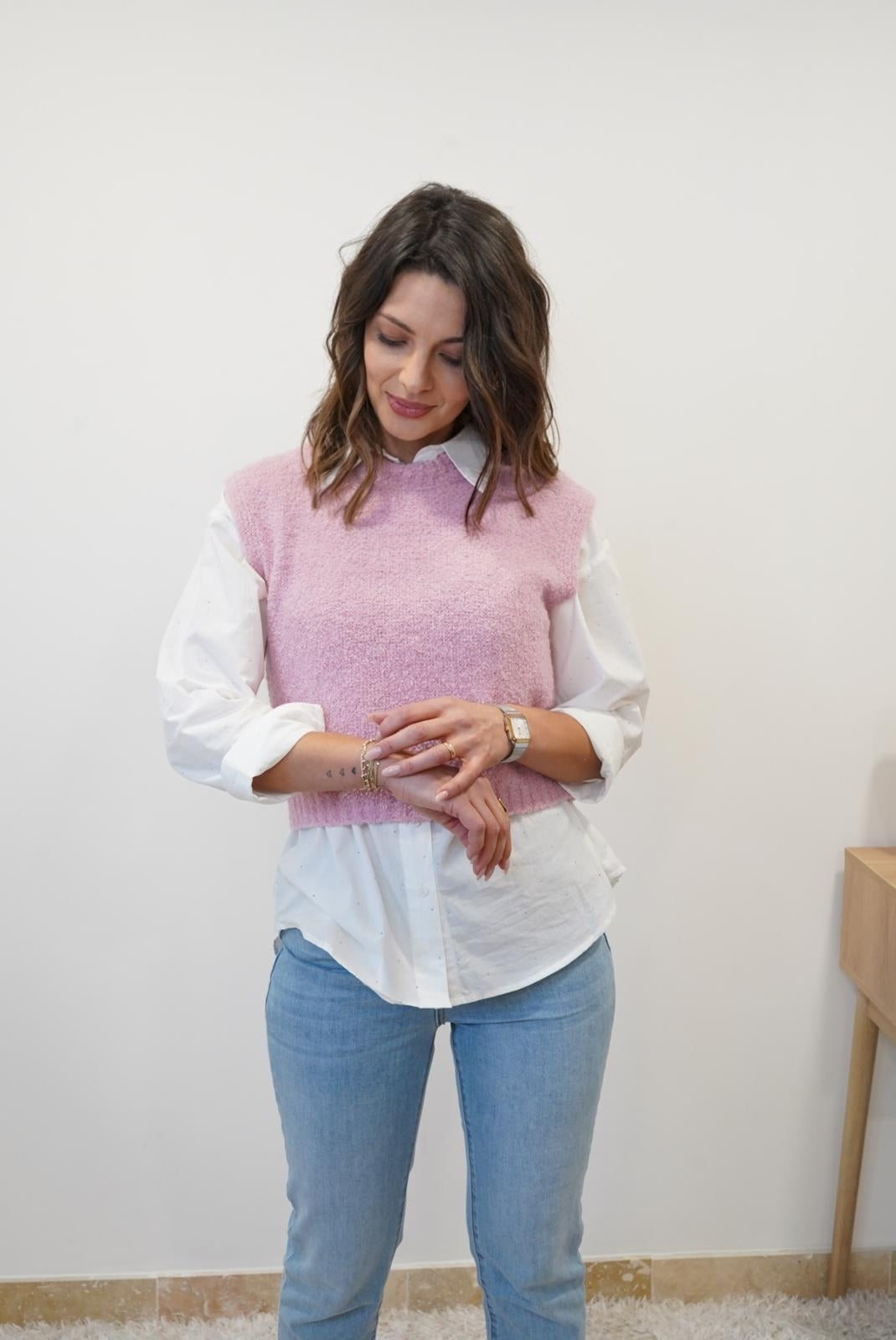 Gilet Matilde sans manches - Rose - Jad'Or la Mode- La mode au service-de-la-féminité