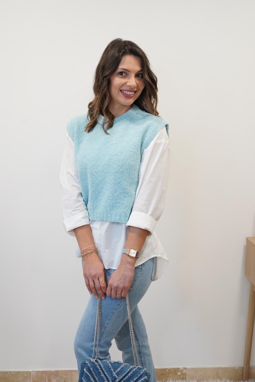 Gilet Matilde sans manches - Bleu - Jad'Or la Mode- La mode au service-de-la-féminité