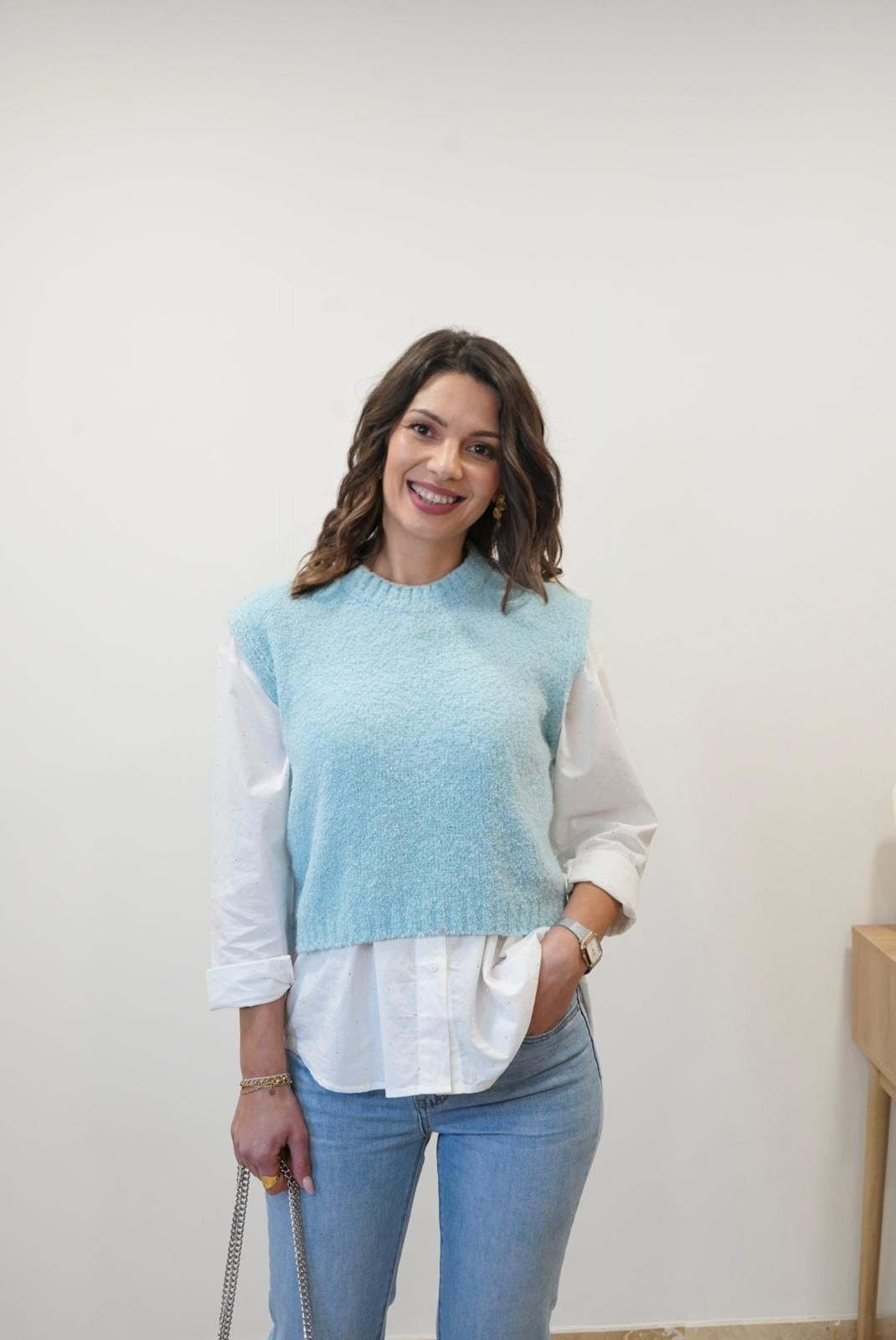 Gilet Matilde sans manches - Bleu - Jad'Or la Mode- La mode au service-de-la-féminité