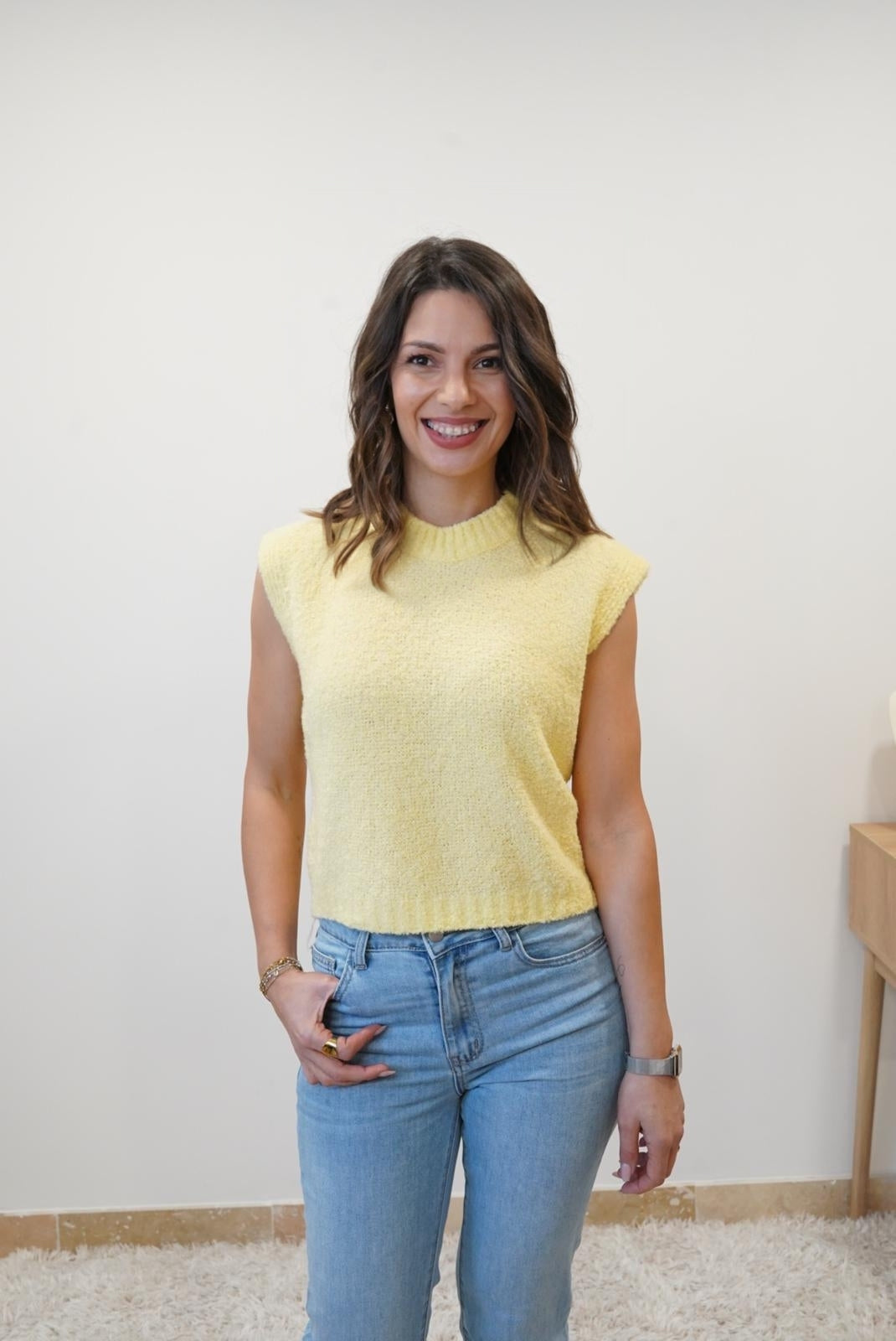 Gilet Matilde sans manches - Jaune - Jad'Or la Mode- La mode au service-de-la-féminité