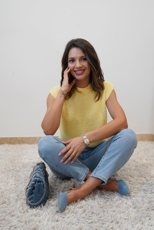 Gilet Matilde sans manches - Jaune - Jad'Or la Mode- La mode au service-de-la-féminité