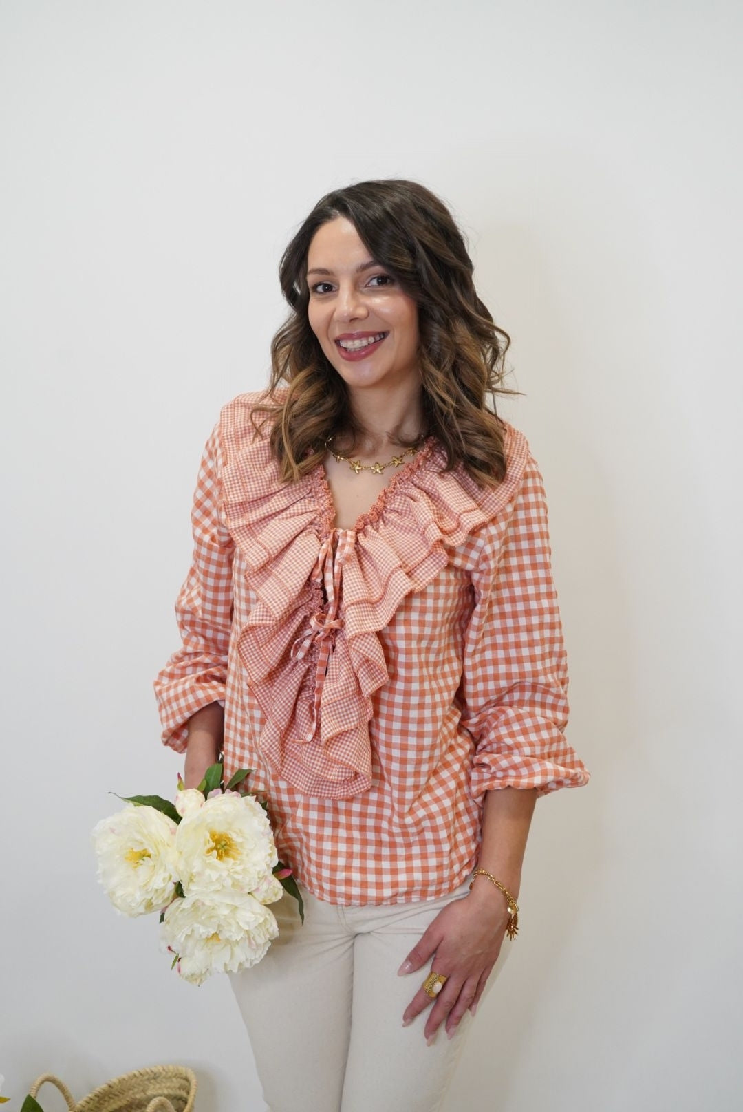 Blouse à volants Viky - Orange - Jad'Or la Mode- La mode au service-de-la-féminité