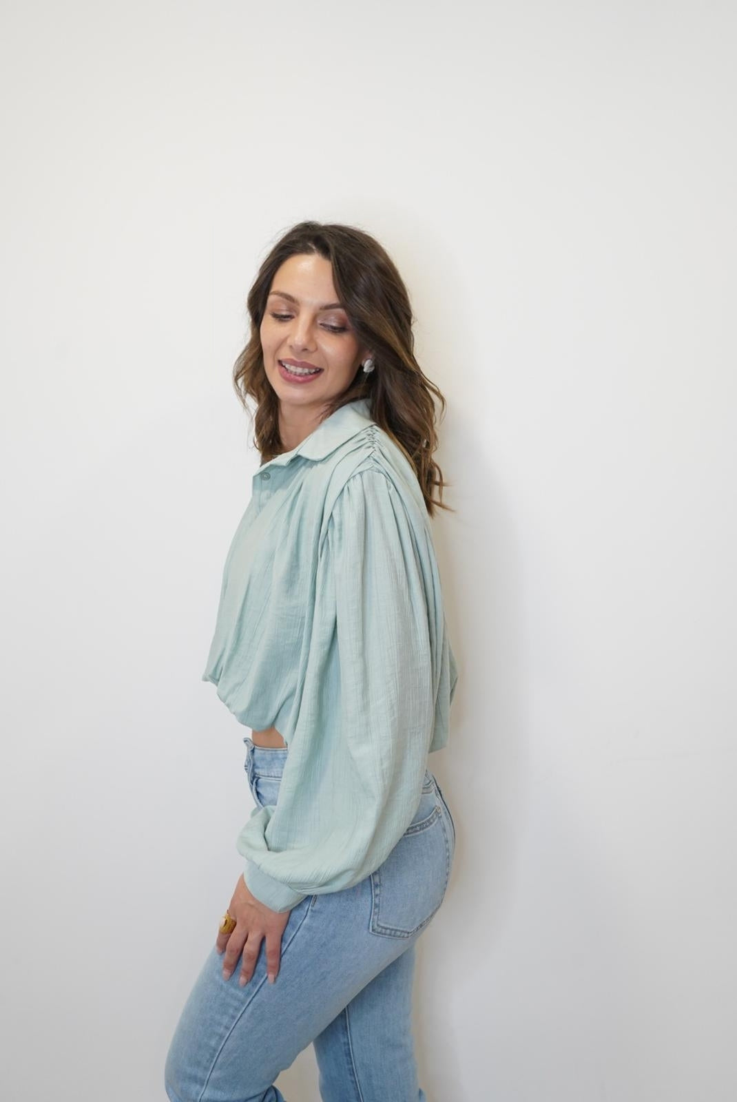 Blouse manches bouffantes Lina - Verte - Jad'Or la Mode- La mode au service-de-la-féminité