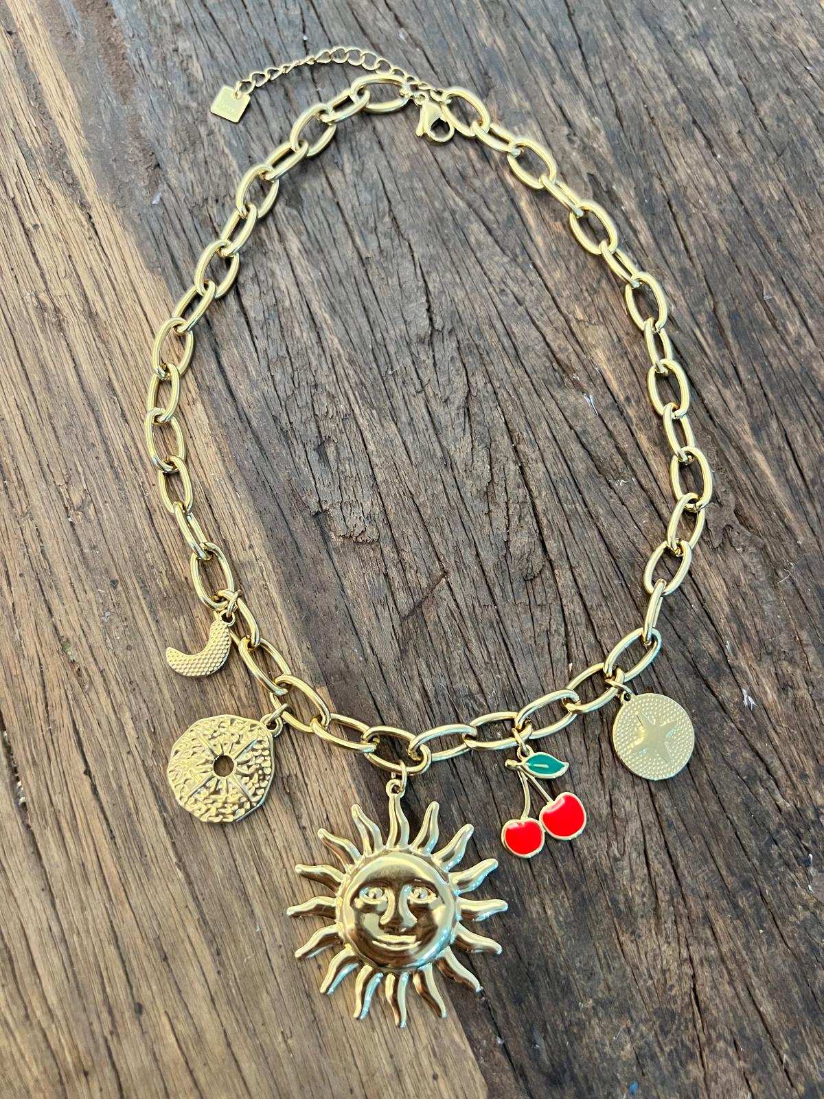 Collier en Acier Inoxydable Cerises - Jad'Or la Mode- La mode au service-de-la-féminité