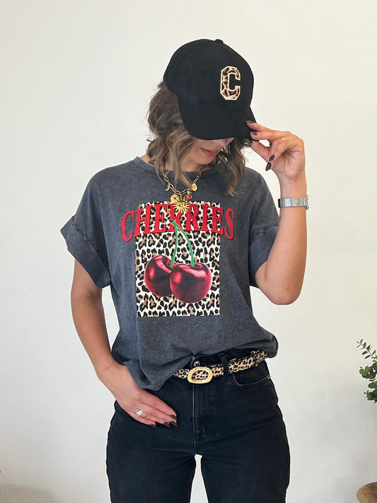 Tee-shirt CHERRIES Leopard - Jad'Or la Mode- La mode au service-de-la-féminité