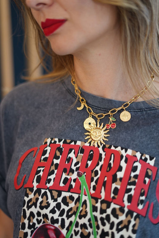 Collier en Acier Inoxydable Cerises - Jad'Or la Mode- La mode au service-de-la-féminité
