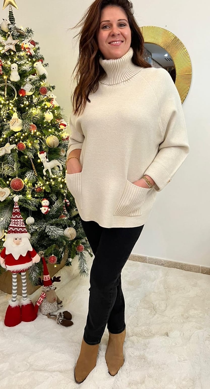 Pull en maille col roulé