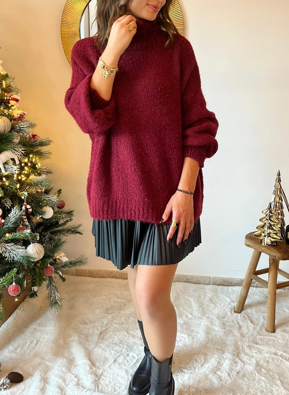 Jupe plissée en cuir