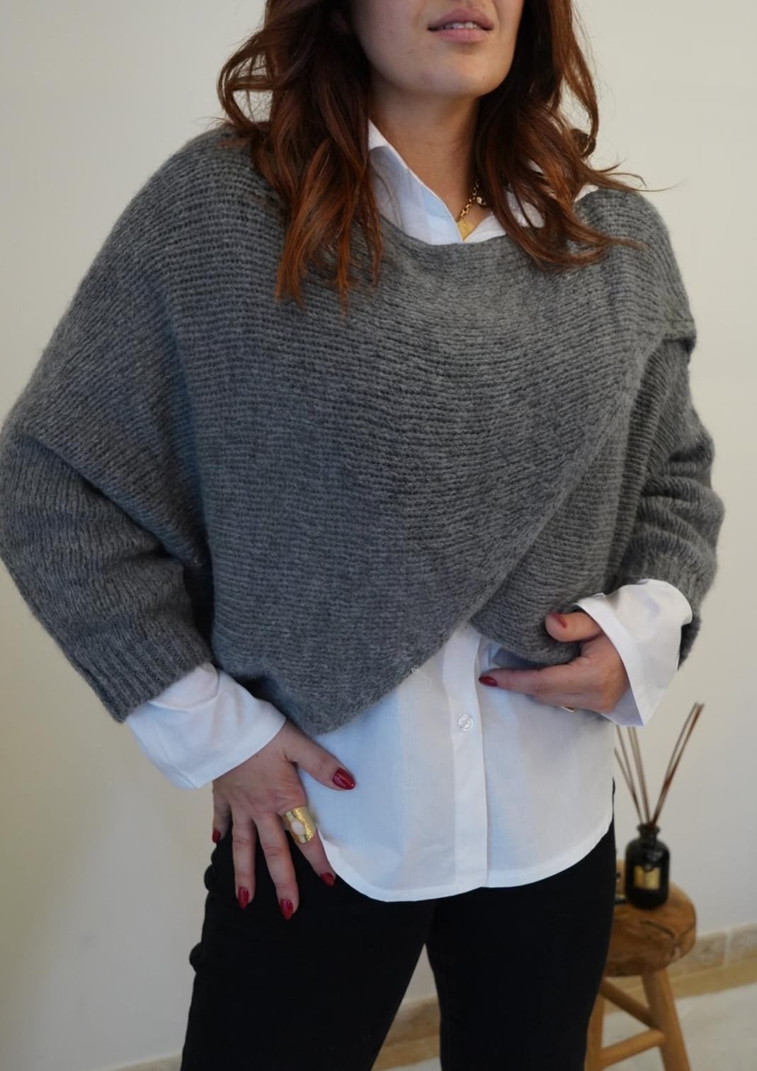 Pull maille avec chemise