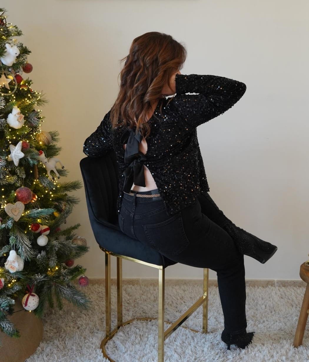 Top en velours à sequins