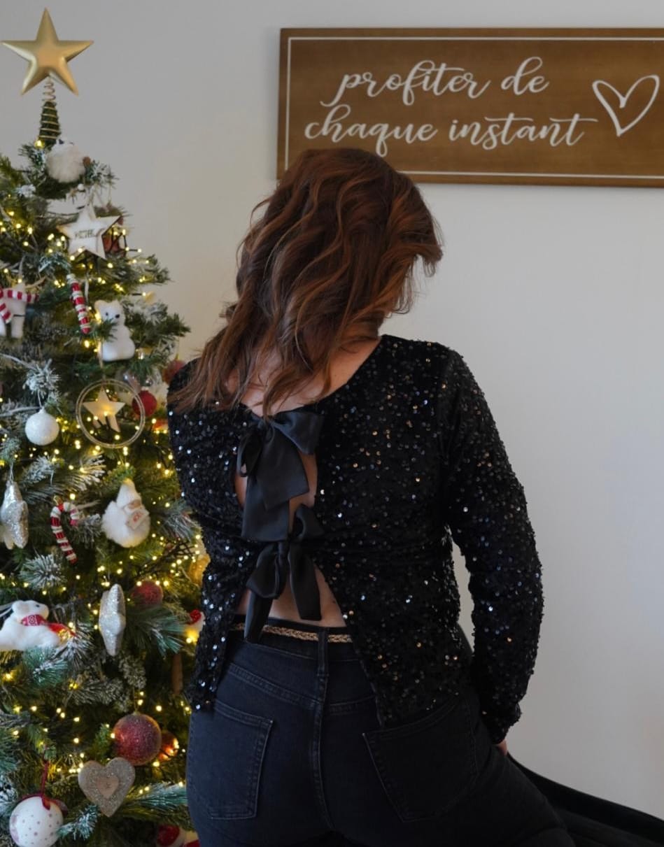 Top en velours à sequins