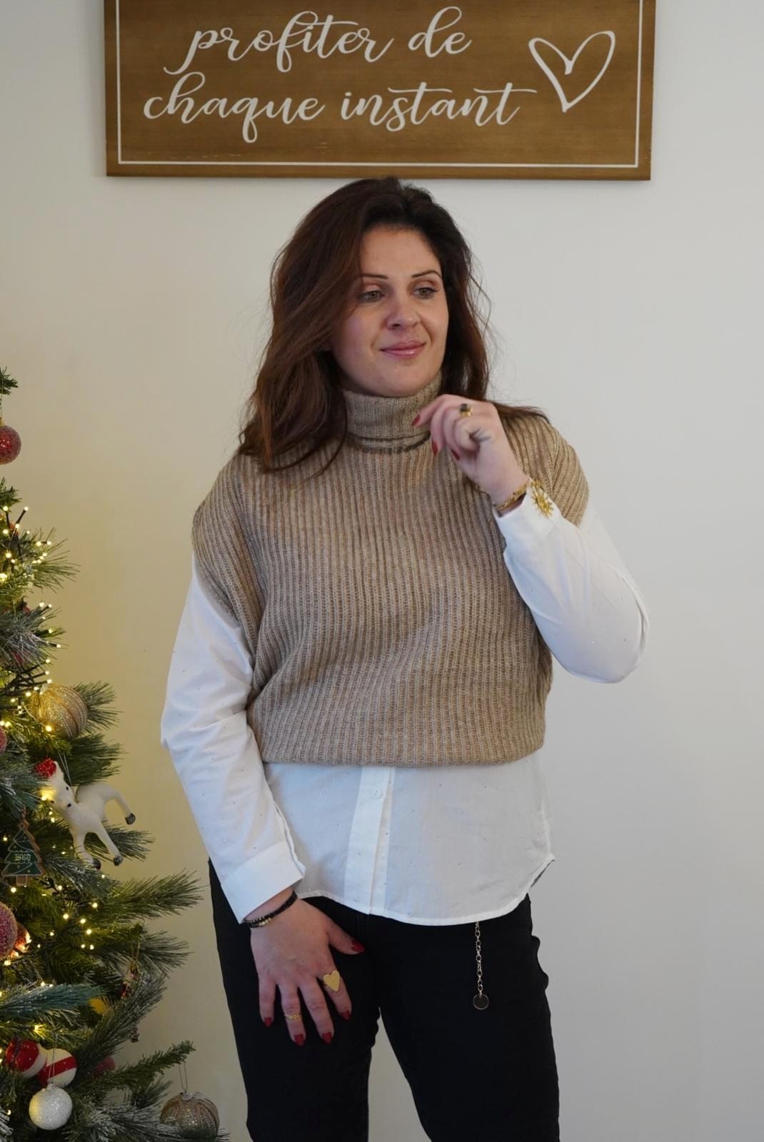 Gilet sans manches Beige