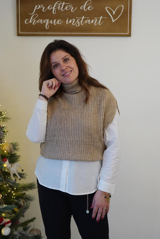 Gilet sans manches Beige