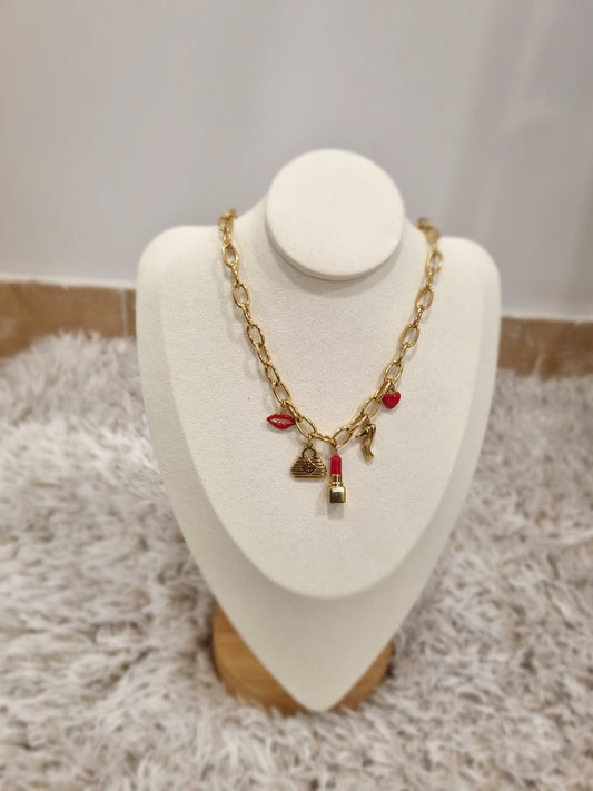 Collier Bisous en Acier Inoxydable - Jad'Or la Mode- La mode au service-de-la-féminité