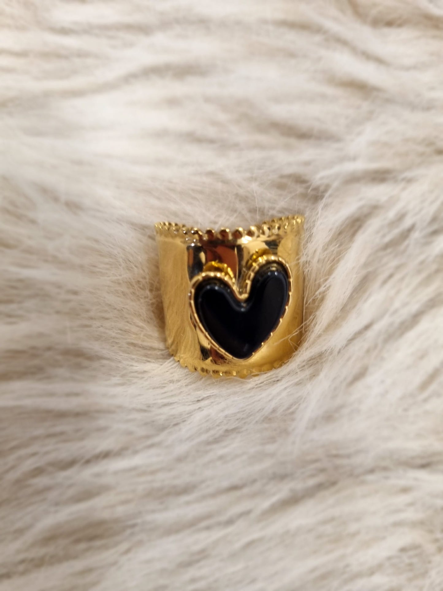Bague Coeur Noir - Jad'Or la Mode- La mode au service-de-la-féminité