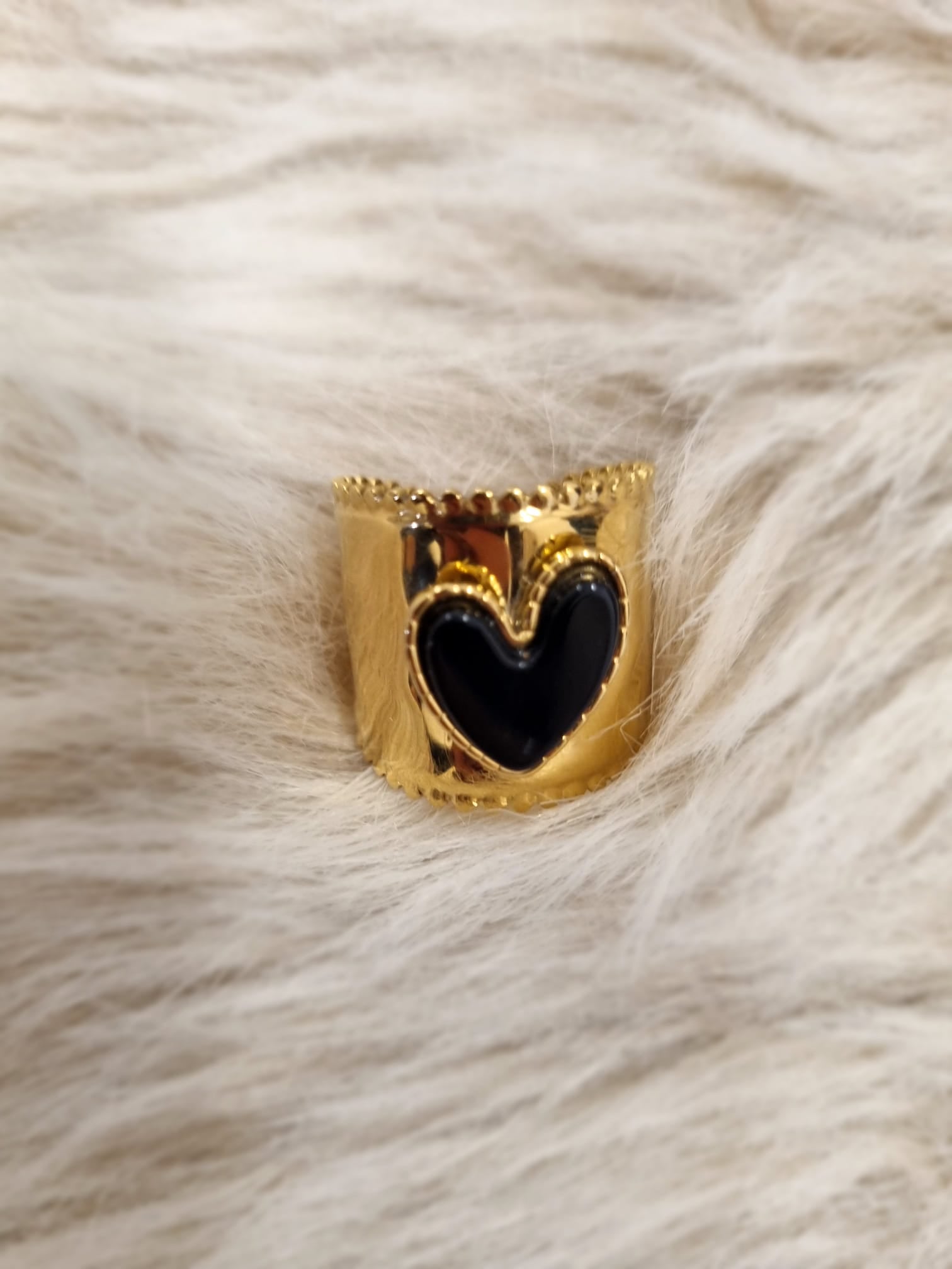 Bague Coeur Noir - Jad'Or la Mode- La mode au service-de-la-féminité