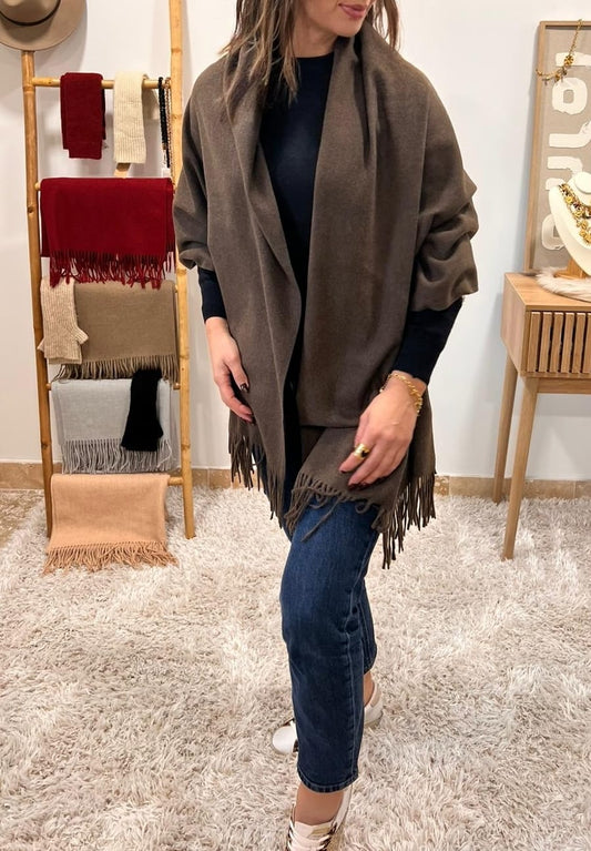 Écharpe Chocolat en Cachemire et Laine