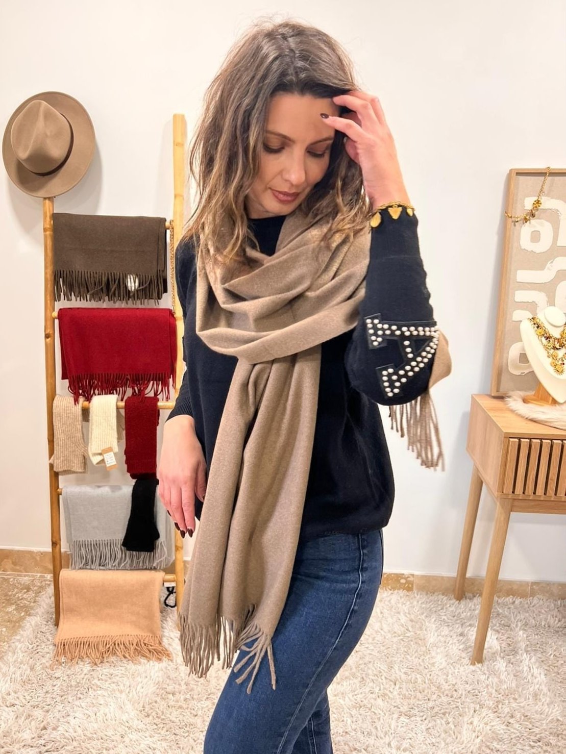 Écharpe Noisette en Cachemire et Laine