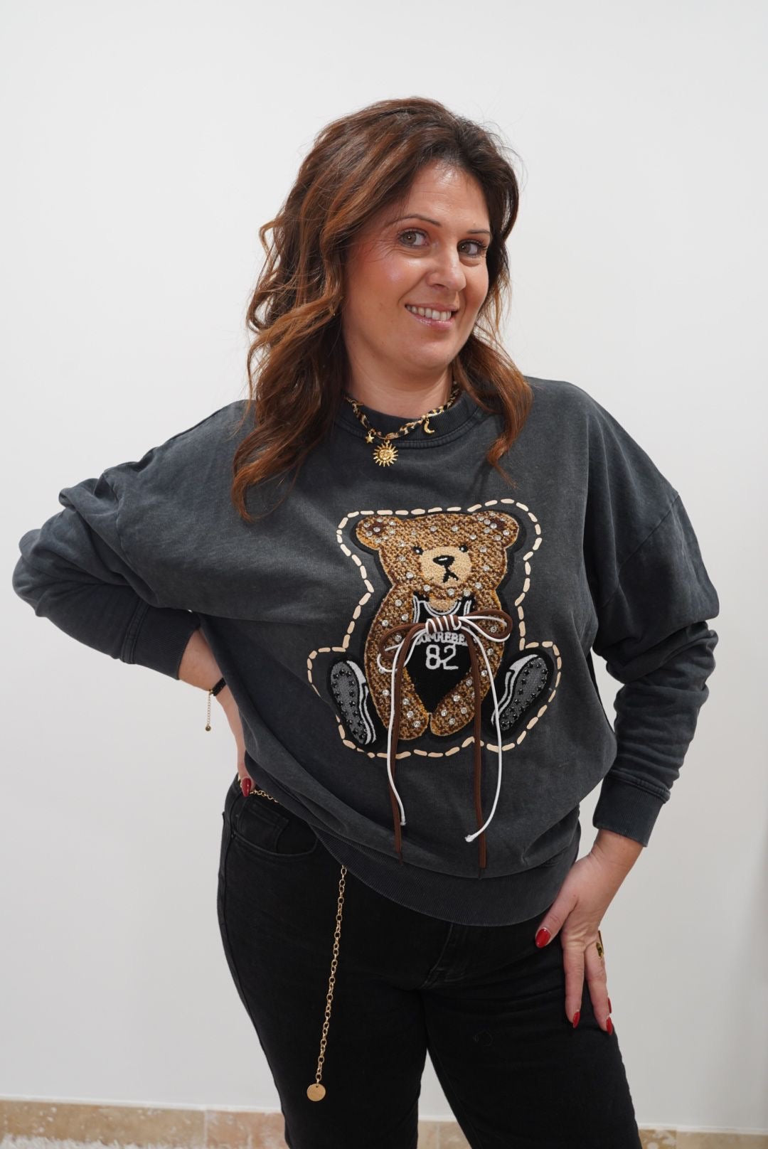Sweat-shirt Teddy - Noir - Jad'Or la Mode- La mode au service-de-la-féminité